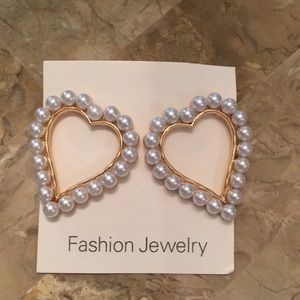 Heart Shape Pearl Earrings